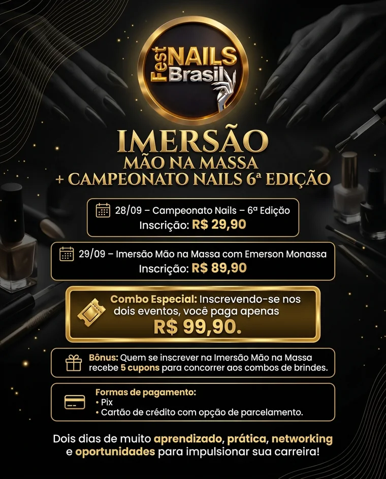 Imersão Mão na Massa + Campeonato Nails — valores e inscrição